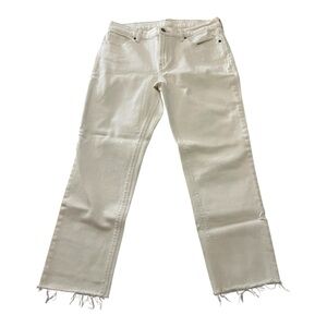 Cream mid rise boyfriend jeans